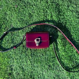 Coach Burgundy Crossbody Bag with Gold Accent